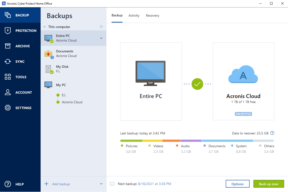 Acronis backup software