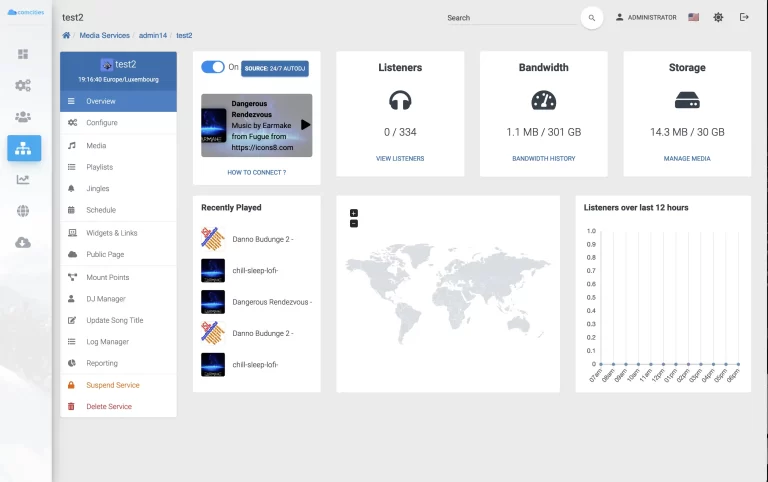 MediaCP Icecast Dashboard