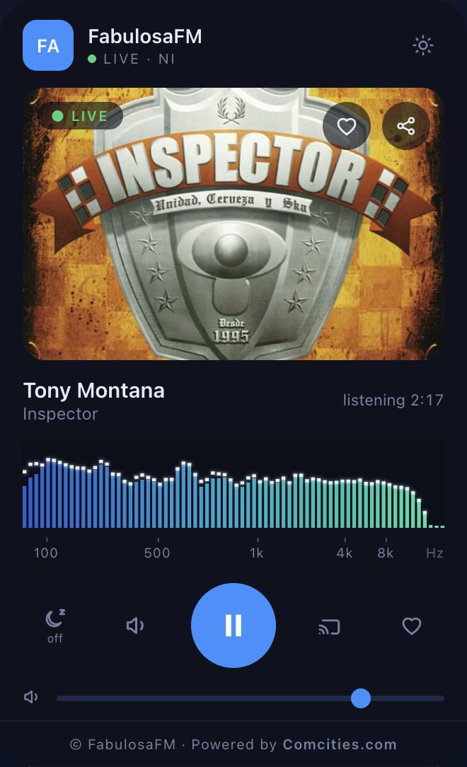 Web radio player connected to Shoutcast streaming hosting servers